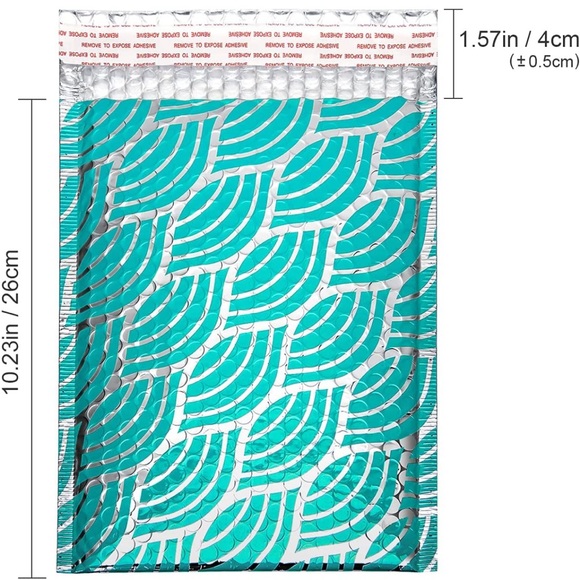 8 Count 7X10 Ripple Wave Teal Bubble Mailers, Shipping Supplies, PRICE IS FIRM - Picture 4 of 6